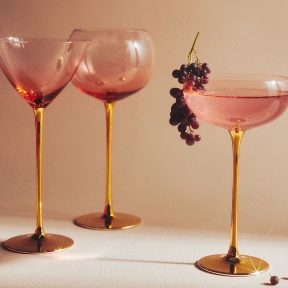 ✨ 24K Gold PINK Catherine Martin Gold Starry Night Wine Glasses - Picture 3 of 10